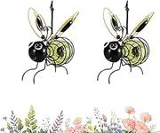 Insect Bees Garden Decor for Outside, Outdoor Solar Bee Lights, Led Bugs Lantern Decoration Bee Ornament for Patio Balcony Yard Porch Housewarming Presents (2Pcs*Yellow)