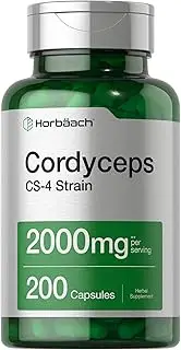 Cordyceps Capsules | 2000mg | 200 Count | Non-GMO Mushroom Supplement | Cordyceps Sinesis | by Horbaach