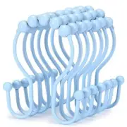 12 Pcs Double Shower Curtain Hooks Smooth Sliding Anti-Drop Shower Rings