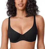 [DELIMIRA] Women's Confishape Balconette Bra Supportive Full Coverage Plus Size Bras Underwire Unlined Scoop Neck