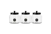 3x Lemon & Lime 2L 18cm Cosmo Glass Jar w Black Lid Food Kitchen Storage Display