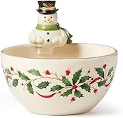 Lenox Holiday Snowman Bowl, 1.10, Red & Green