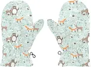 [Joisal] Whimsical Forest Friends Childrens Warm Gloves, Ultra-Soft Lamb Velvet, Kids Snowboard Gloves, Gloves for 4 Year Old, Small