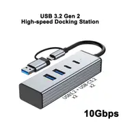 10Gbps USB-C Hub 3.2 Gen2 Docking Station - 4-in-1 Multi-Port Adapter for Laptop USB-A/C