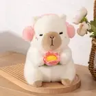 Comfortable White Faced Monk Monkey Plush Toy Capybara Hold Lotus Flower