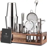 Premium 15-Piece Mixology Bartender Kit – Stainless Steel Cocktail Shaker Set wi