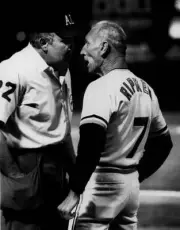 Cal Ripken Sr Baltimore Orioles argues with an umpire 1980s Old Photo
