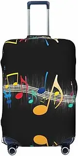 [CADREWY] Colorful Musical Note Print Travel Suitcase Cover Luggage Protector with Elastic Anti Scratch for Carry On, Black, Medium