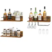 Wall Mounted Wine Rack 3 Pack Wine Shelf Hanging Floating Wall Shelves Wine G...