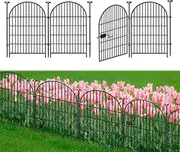 Okaygardn Garden Fence Border 36 in(H) x8.8 Ft(L), 4 Panels Dog Fence Outdoor for Yard, Tall Garden Animal Barrier Fence with Gate, Arched Rustproof Metal No Dig Fence, Flower Bed Fencing
