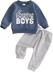 [Tsnbre] Toddler Boy Fall Winter Outfits Baby Clothes Cute Letter Long Sleeve Sweatshirt Pants Set 6 12 18 24 Months 3T 4T