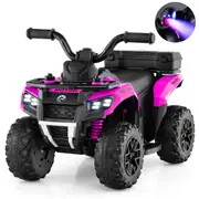 Costway 6V Ride On Car ATV Multifunction Electric Toy Car w/Music USB Port & Anti-slip Tires Bench Vehicle Gift Pink