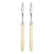 2pcs Painting Palette Knife 6.69" Flat Head Stainless Steel Blade, Beige