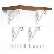 4 Pcs Decorative Shelf Brackets, 150mm/6 Inch Floating Shelf Brackets, White