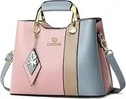 [NICOLE & DORIS] Small Handbags for Women Top Handle Bags Colorful Shoulder Bag PU Leather Crossbody Bag Girls Messenger Bags Satchel Bag with Pendant