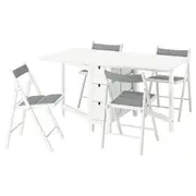 NORDEN / FRÖSVI table and 4 chairs, white/Knisa light grey, 26/89/152 cm