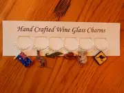 "AUSTRALIA " THEMED SET OF 6 HAND CRAFTED WINE GLASS CHARMS