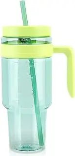 Cafezi 50oz Tritan Plastic Tumbler with Straw & Lid - BPA-Free Leakproof Water Bottle with Time Markers, Wide Mouth Design for Iced Drinks | Reusable Travel Mug Perfect for Gym, Office &Camping