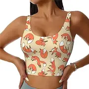 [CADREWY] Many Foxes Print Lightweight Summer to Winter Fashion Women Sports Vest Yoga Workout Vest for Women