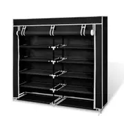 Fabric Shoe Cabinet with Cover - Black