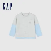 在飛比找momo購物網優惠-【GAP】男幼童裝 Logo印花圓領長袖T恤-灰色(8902