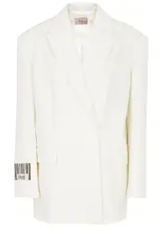 Nue Studio Barcode Oversized Twill Blazer - White - 42 (UK10 / S) 42 (UK10 / S)
