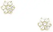 [JewelryWeb] 14k Yellow Gold April Clear CZ Simulated Diamond Flower Screw Back Earrings 4x4mm Stud Earring for Women