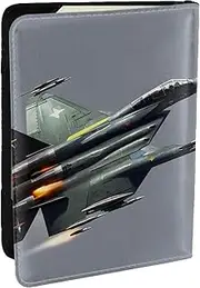 [JEJEA] Jet Fighter Print Travel Organizer Credit Cards Case Passport BookPassport Holder Cover Wallet forTraveling,, Black, One Size