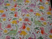 Dinosaurs Dino Raw White Flannelette Cotton FLAT Cot Sheet Handmade
