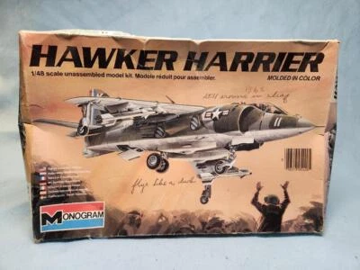 Vintage 1981 Monogram Hawker Harrier 1/48 Model Kit Contents Sealed #5420
