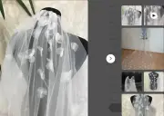 Handmade Wedding Veil Long Chapel Length Applique Flowers Cascading