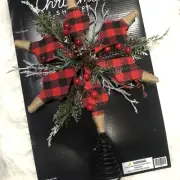 Christmas House Tree Topper Red And Black Buffalo Plaid