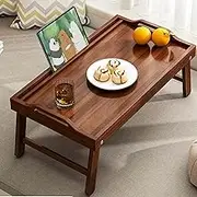 Cozioz Foldable Bamboo Bed Tray Table with Handles, Portable Breakfast Tray for Eating & Working, Lap Desk Serving for Snacks, Laptop, and Tablet,Walnut