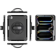 Generic Rugged Apple iPad Pro M4 (11') (5th Gen) Case Black - Built-in-Kickstand, Adjustable Hand Strap, Pen Holder, DropProof