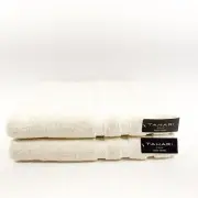 Tahari Home 2 Set Bath Towels Ivory 100% Cotton Highly Absorbent Zero Twist