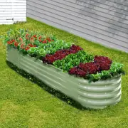 Livsip 2x Garden Bed 320x80x42cm Planter Box Raised Container Galvanised Green