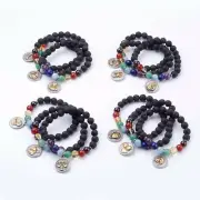 Zodiac Signs, 7 Chakras, Lava Beads Diffuse Stretch Bracelet,Birthday Signs