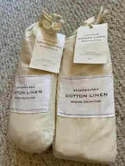 Set of 2 Restoration Hardware Stonewashed Cotton Linen Pillow King Shams Ivory