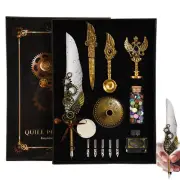Pen Set Calligraphy Quill Feather Ink Set and Writing Antique Vintage Nibs gift