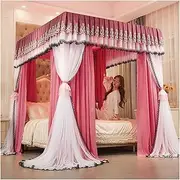 Bed Canopy Mosquito Net for Double Bed, Girls Bedroom Decoration Bed Canopy Pink, Stainless Steel Rail Bed Curtain (Size : 150x200x210cm)
