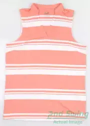 New Womens Puma Cloudspun Stripe Sleeveless Polo Small S Carnation Pink MSRP $55