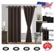 Classic Brown Grommet Blackout Curtains - Thermal Insulated & Washable, Set of 2