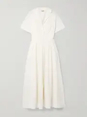 [STAUD] STAUD - Meryl Gathered Cotton-poplin Midi Shirt Dress - White - US2 US 2 White