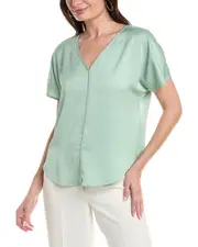 Anne Klein Textured Charmeuse V-Neck Top