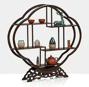 Solid Wood Desktop Small Antique Shelf Duobaoge Tea Set Coaster Purple Clay Pot Ornaments Display Stand Antique Shelf,G