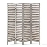 4 Panel Room Divider Screen 163x170cm Louver Grey