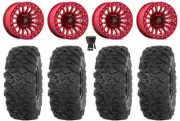 Fuel Rincon Bdlk 15" Wheels Red 30" Roctane T4 Tires Polaris RZR XP 1K / PRO XP