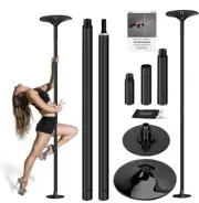 BLACK DANCE POLE PROFESSIONAL SPINNING PORTABLE YOGA FITNESS 2 x extensions