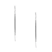 14K White Gold Plated Thin Tassel Fringe Modern Drop Dangle Stud Earrings Women