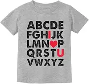 [Tstars] Valentine's Day Gift Alphabet ABC I Love You Toddler Kids T-Shirt 3T Gray
